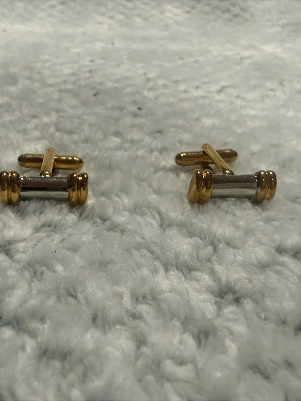 Pronto uomo Gold Tone Men’s Bar Cufflinks - Classic Two-Tone Design